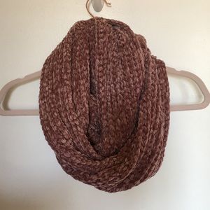 Dusty rose knit infinity scarf